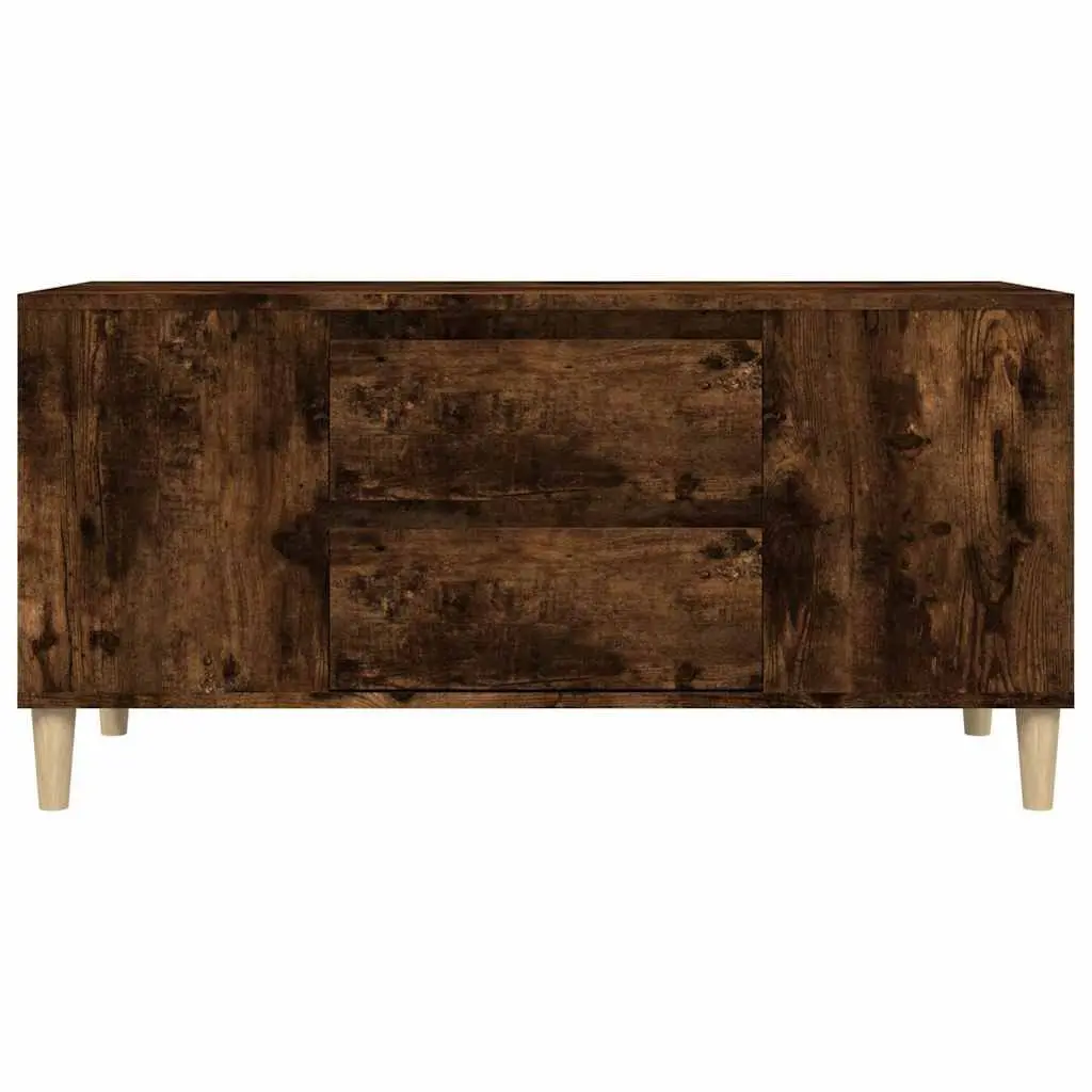 TV Cabinet Storage Unit 102x44.5x50 cm Smoked Oak 4 Compartments 2 Drawers