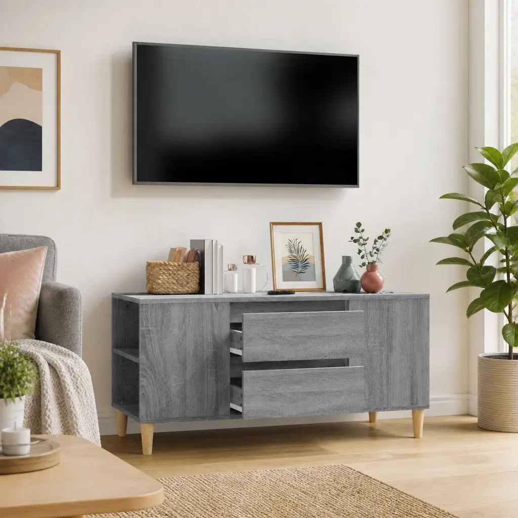 TV Cabinet Storage Unit Engineered Wood 102x44.5x50cm Grey