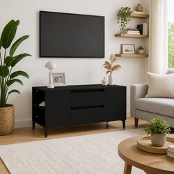 Reliable Black TV Cabinet 102x44.5x50 cm for Media Storage