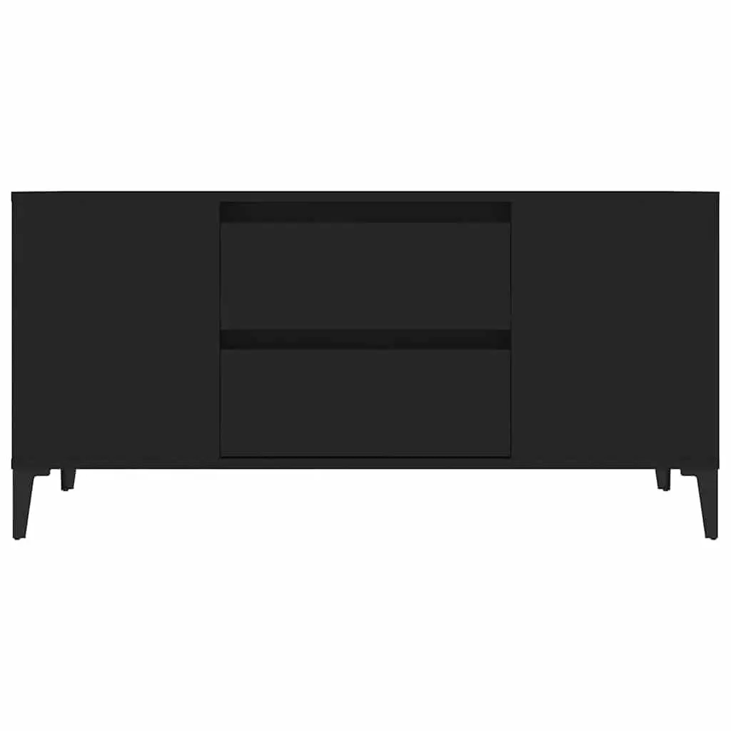 TV Cabinet Storage Unit Engineered Wood Black 102x44.5x50 cm with Drawers