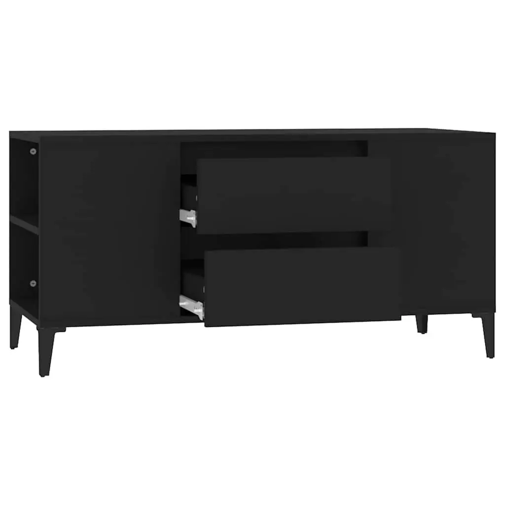 TV Cabinet Storage Unit Engineered Wood Black 102x44.5x50 cm with Drawers
