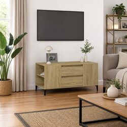 TV Cabinet Sonoma Oak Brown Engineered Wood Storage Unit with Drawers