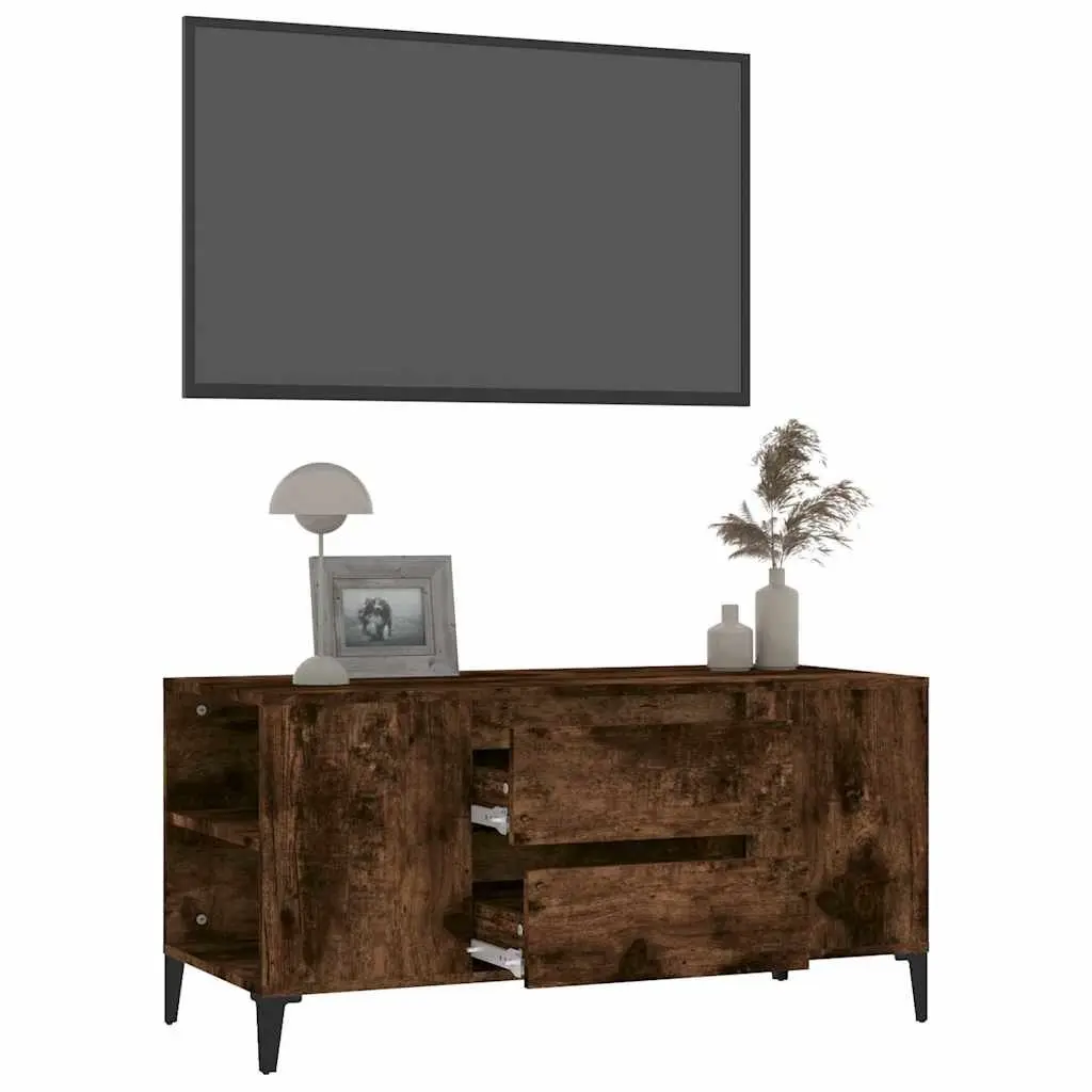 TV Cabinet Engineered Wood Storage Unit with Drawers Brown 102 x 44.5 x 50 cm