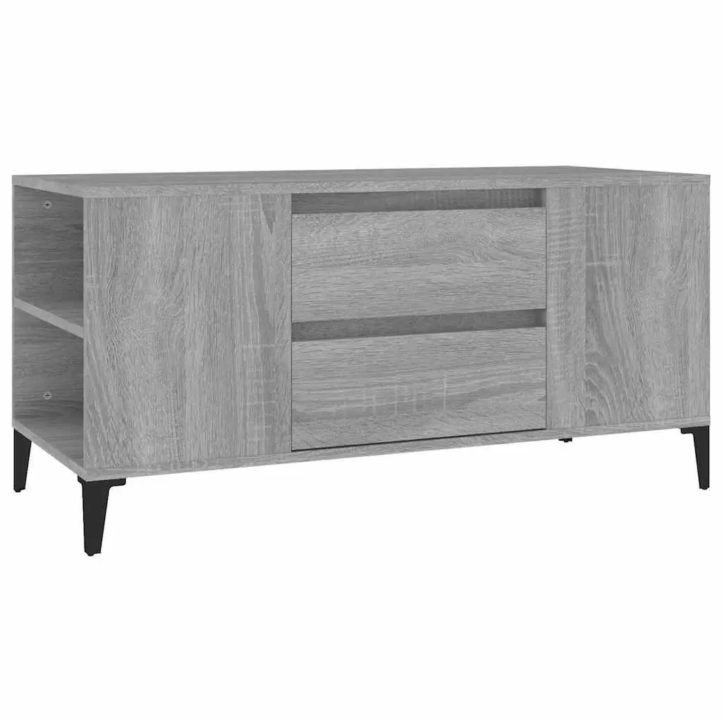 TV Cabinet Grey Sonoma Engineered Wood Industrial Style 4 Compartments 2 Drawers