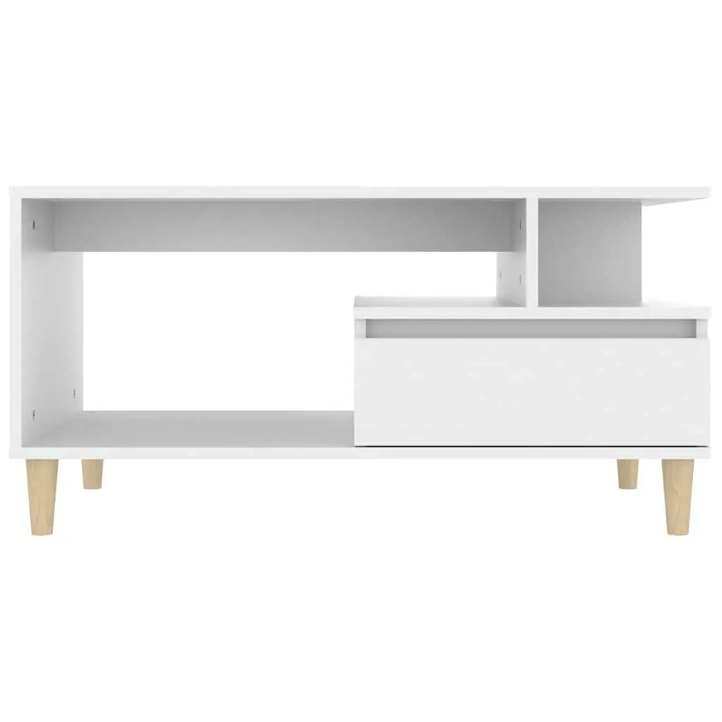 Coffee Table Storage Drawer 90x49x45 cm White Engineered Wood