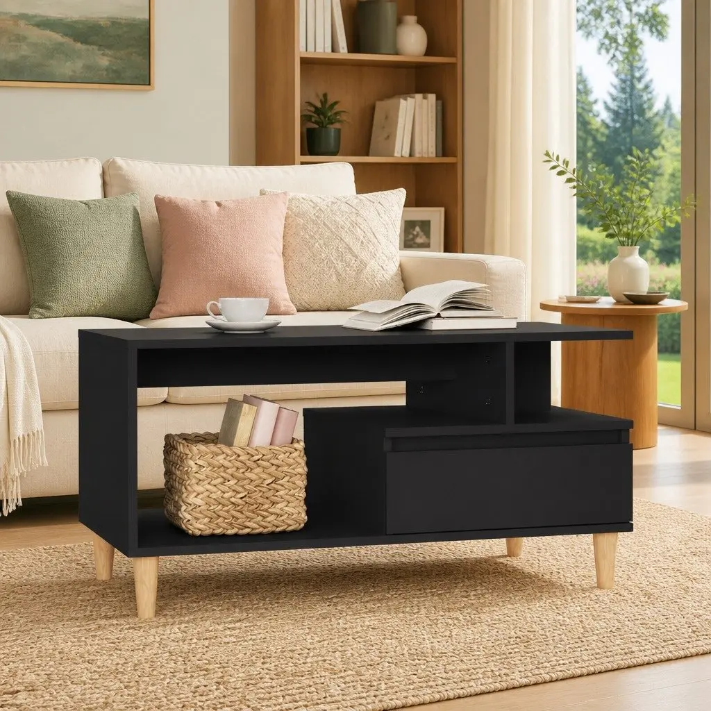 Black Coffee Table with Ample Storage