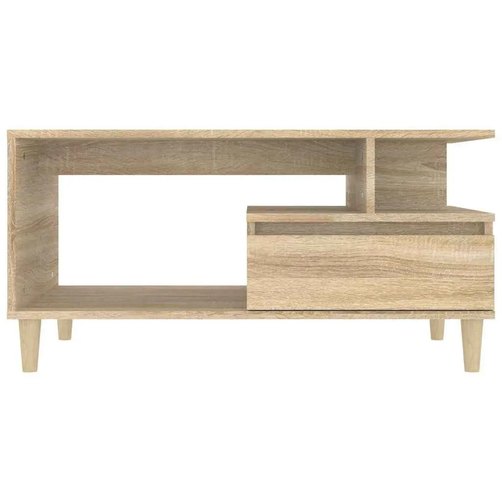 Coffee Table Storage Drawer Open Shelves Engineered Wood Brown 90W x 49D x 45H cm