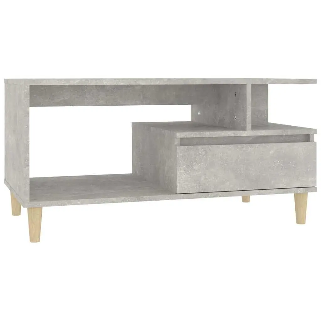 Coffee Table Grey Engineered Wood Accent with Storage Drawer Open Compartments
