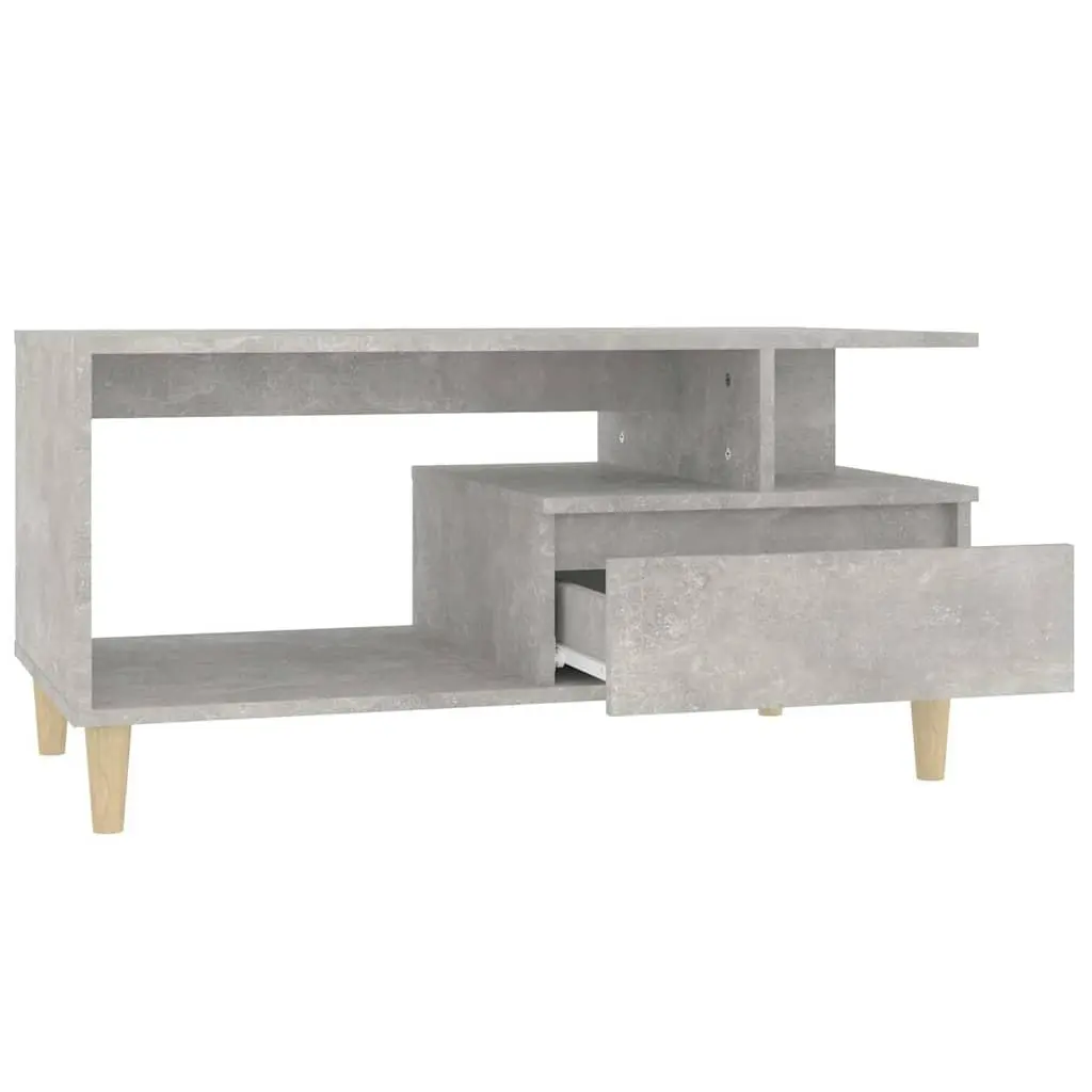 Coffee Table Grey Engineered Wood Accent with Storage Drawer Open Compartments