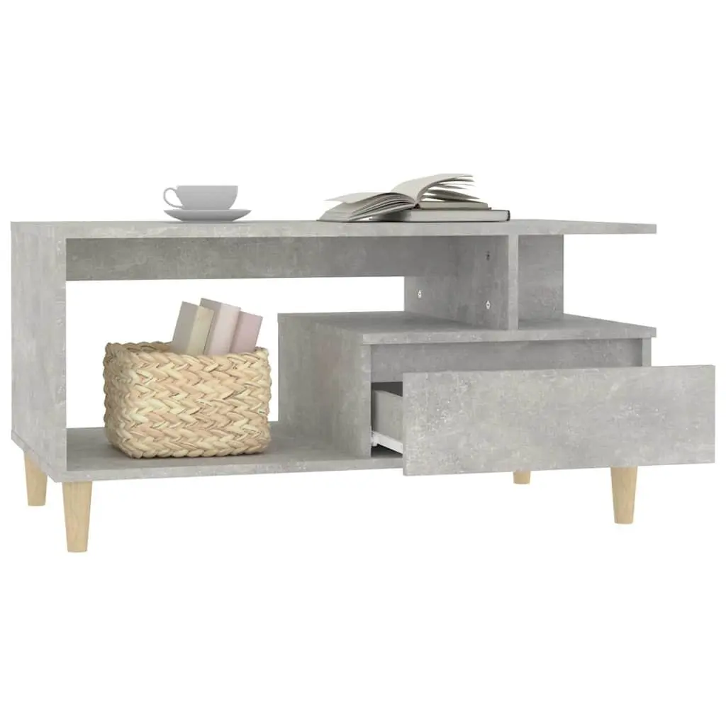 Coffee Table Grey Engineered Wood Accent with Storage Drawer Open Compartments