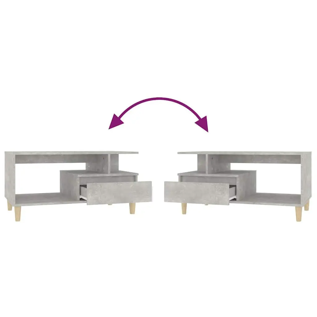 Coffee Table Grey Engineered Wood Accent with Storage Drawer Open Compartments
