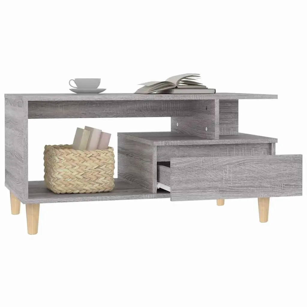 Coffee Table Grey Sonoma 90x49x45cm Open Compartment Drawer Storage Accent Table
