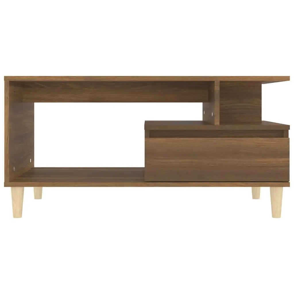 Brown Oak Coffee Table with Drawer