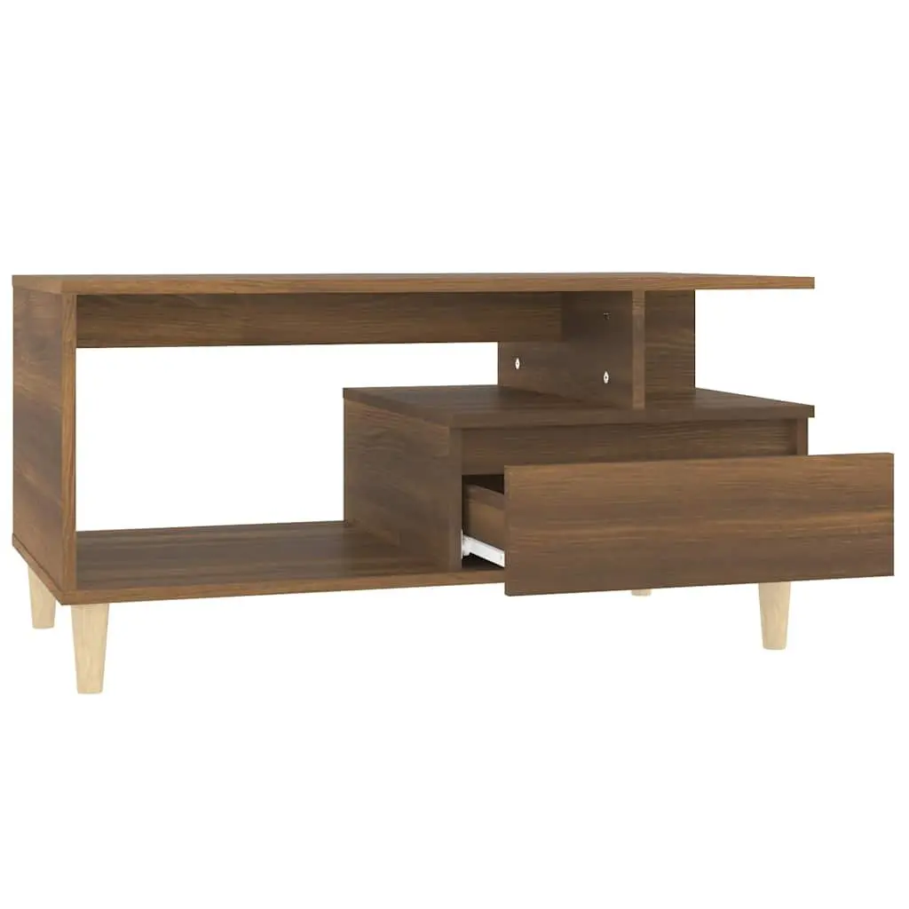 Brown Oak Coffee Table with Drawer