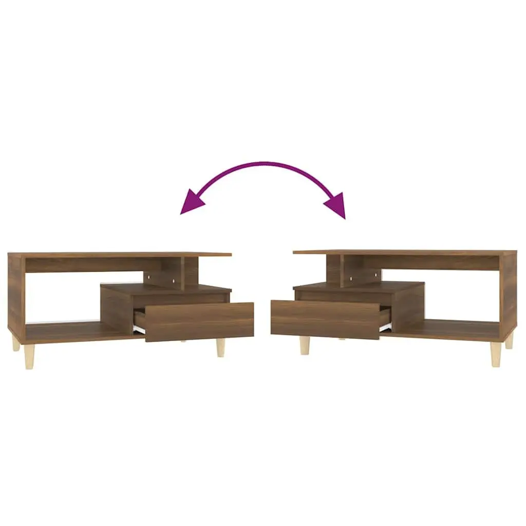 Brown Oak Coffee Table with Drawer