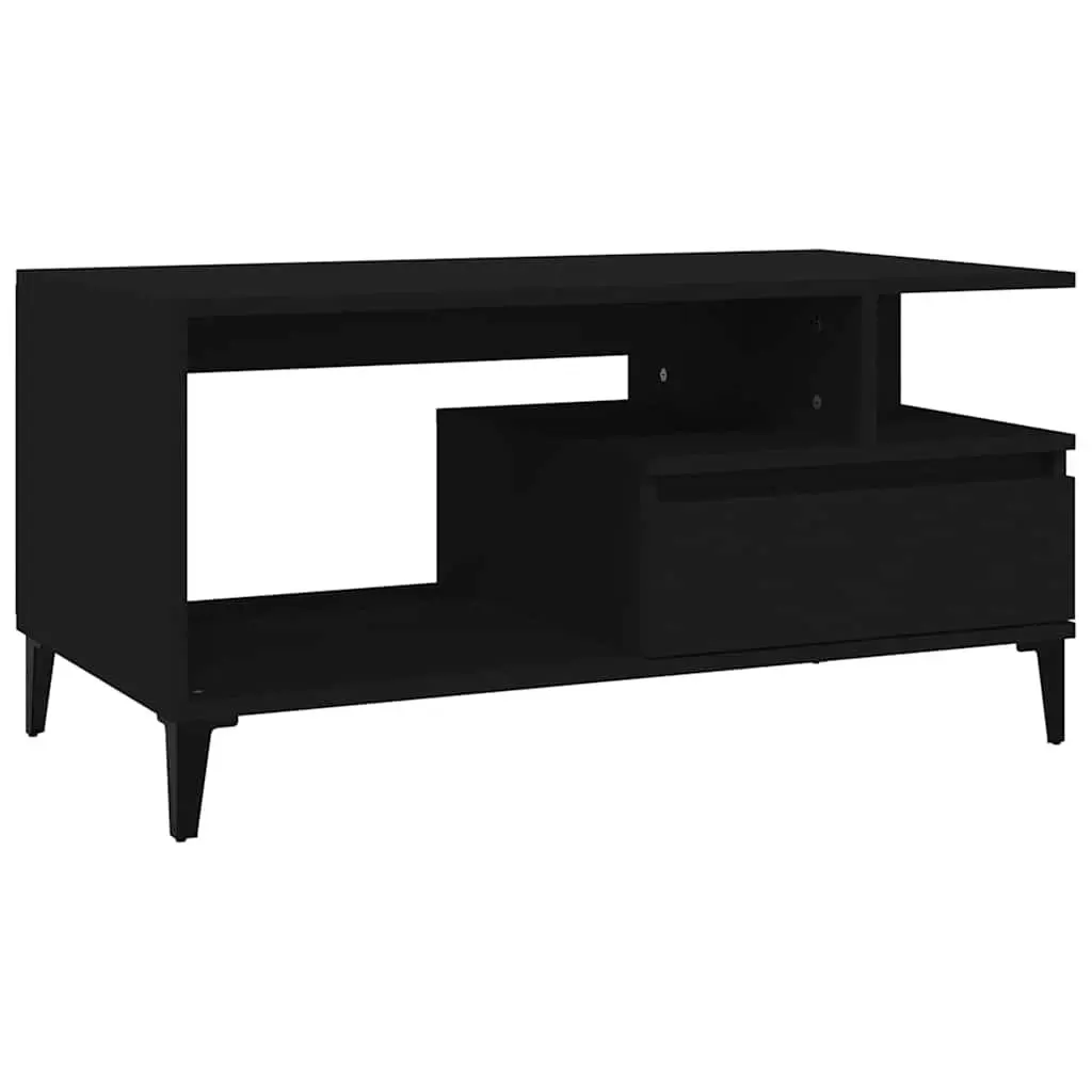 Coffee Table Living Room Storage 90 x 49 x 45 cm Black Engineered Wood