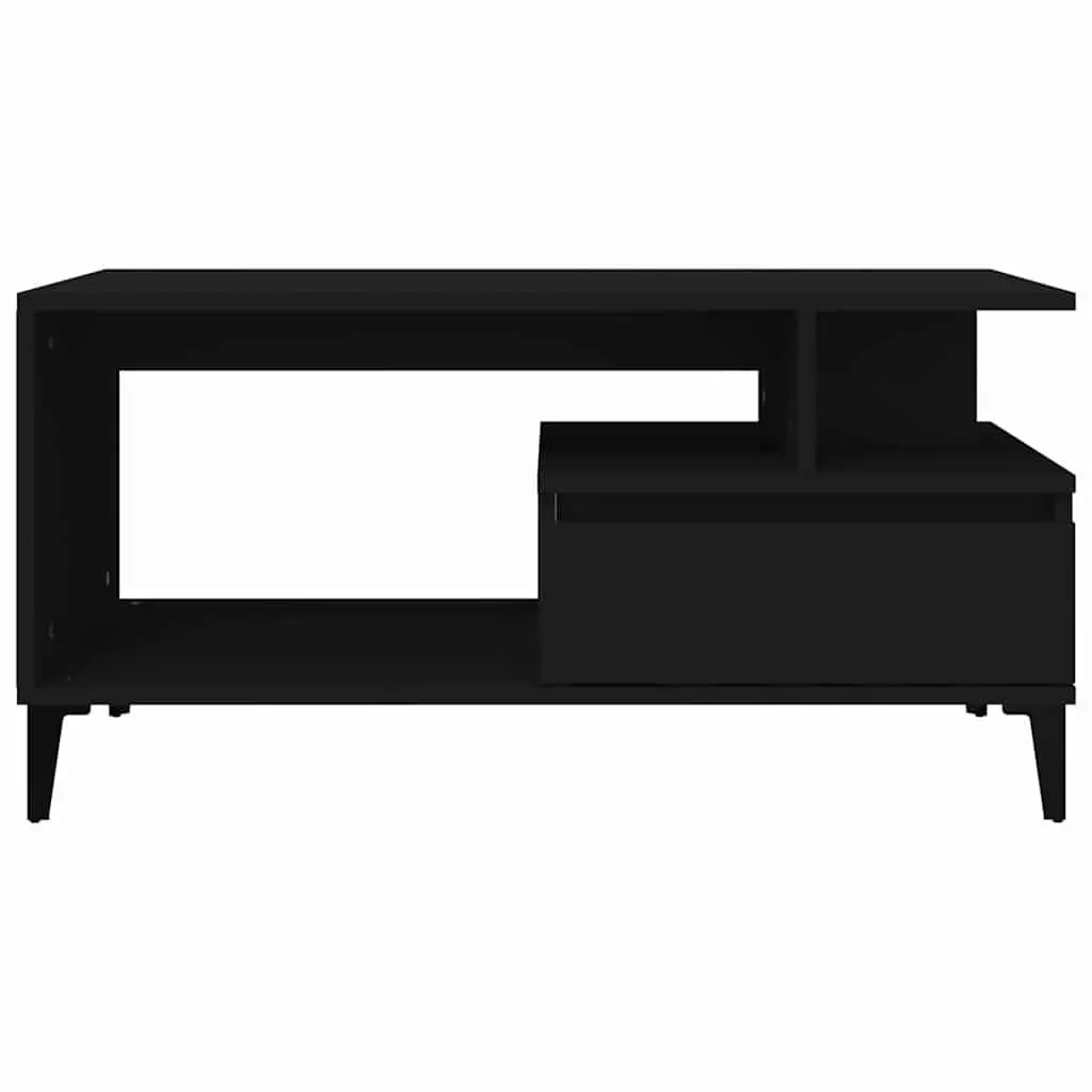 Coffee Table Living Room Storage 90 x 49 x 45 cm Black Engineered Wood