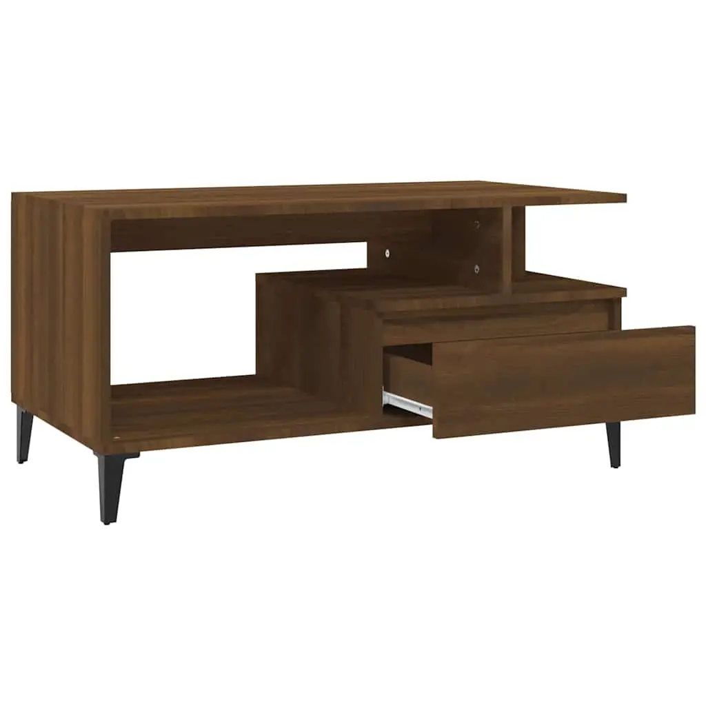 Coffee Table Storage Display 90x49x45 cm Brown Oak