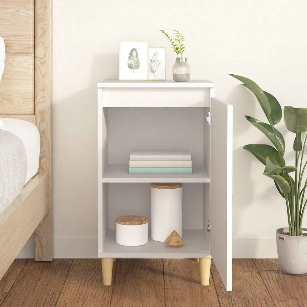 Bedside Cabinet Nightstand Storage 40x35x70cm White