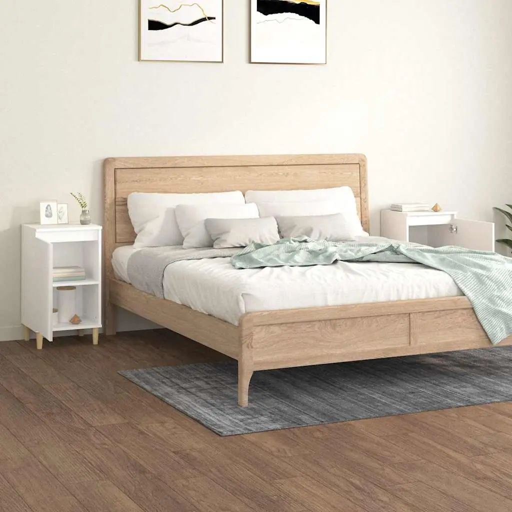 Bedside Cabinet Nightstand Storage 40x35x70 cm White 2 Piece