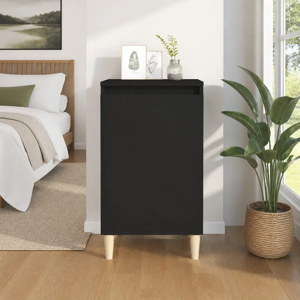 Black Bedside Cabinet with Organized Storage Options