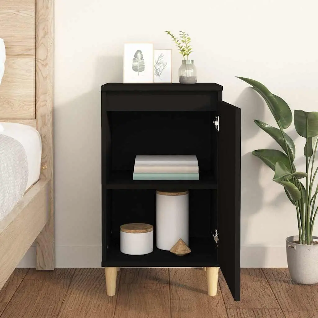 Black Bedside Cabinet with Organized Storage Options