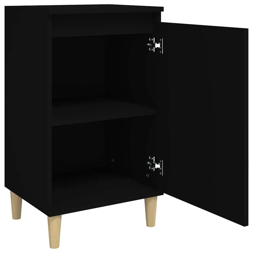 Black Bedside Cabinet with Organized Storage Options