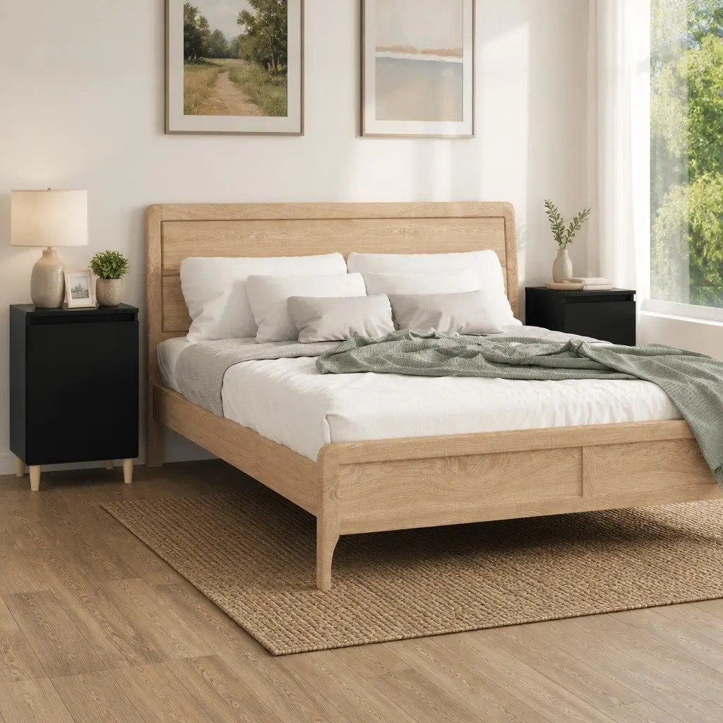 Bedside Cabinet Nightstand Storage 40x35x70 cm Black 2 Piece Engineered Wood