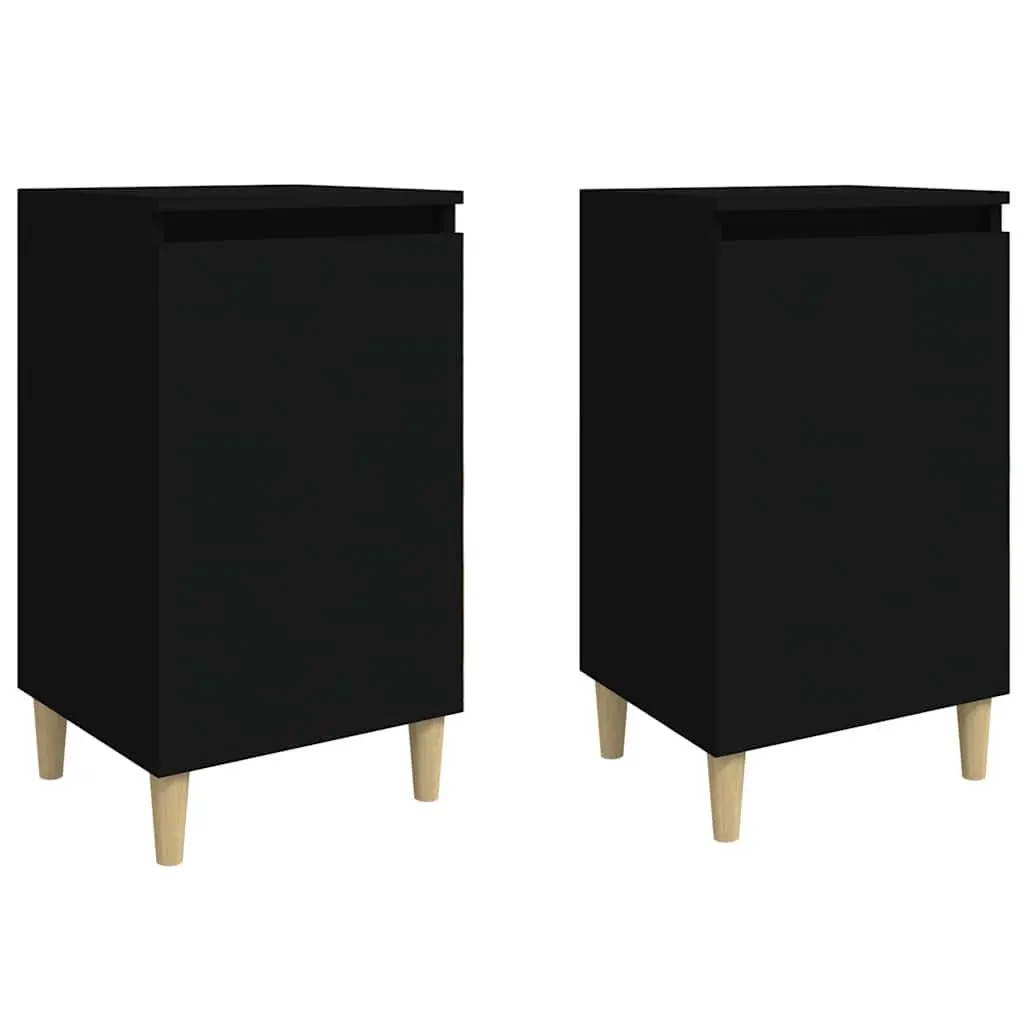 Bedside Cabinet Nightstand Storage 40x35x70 cm Black 2 Piece Engineered Wood