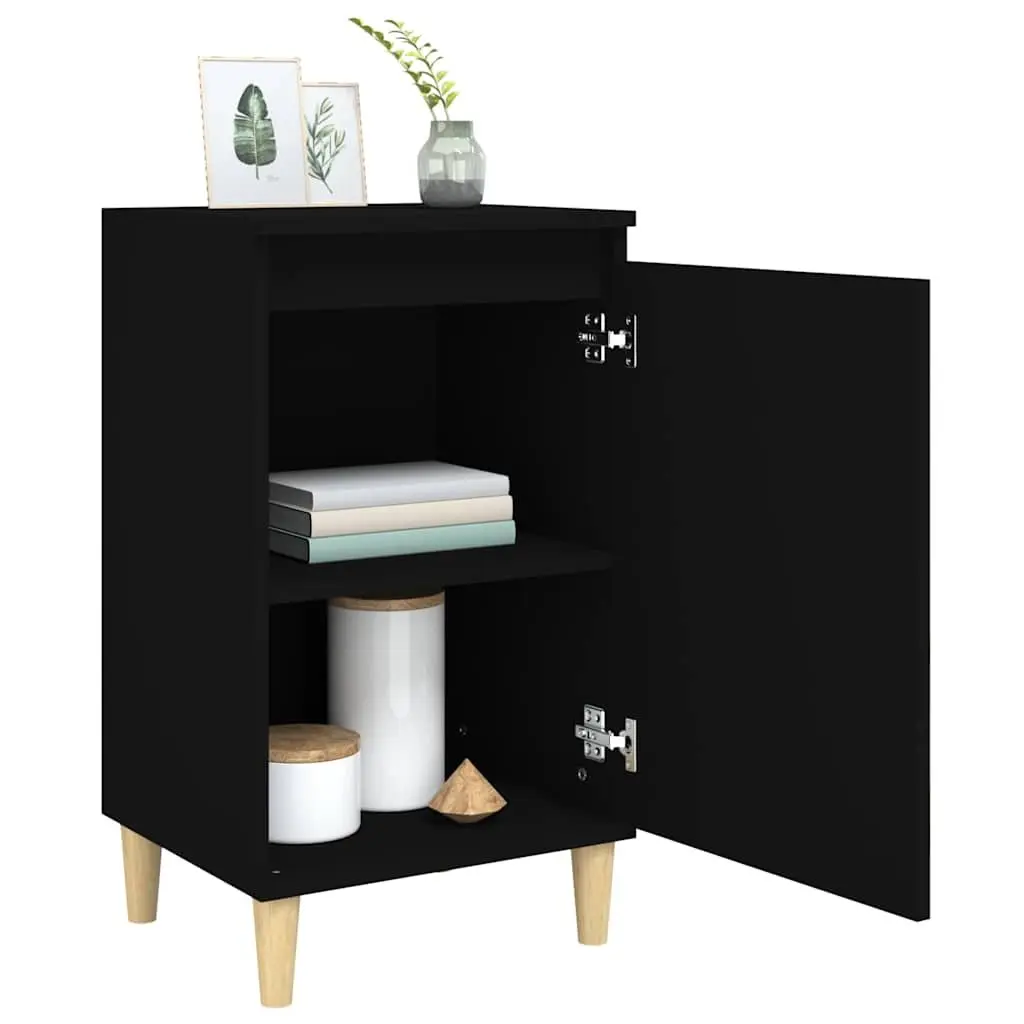 Bedside Cabinet Nightstand Storage 40x35x70 cm Black 2 Piece Engineered Wood