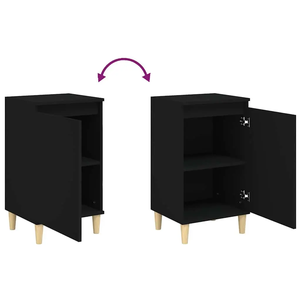 Bedside Cabinet Nightstand Storage 40x35x70 cm Black 2 Piece Engineered Wood