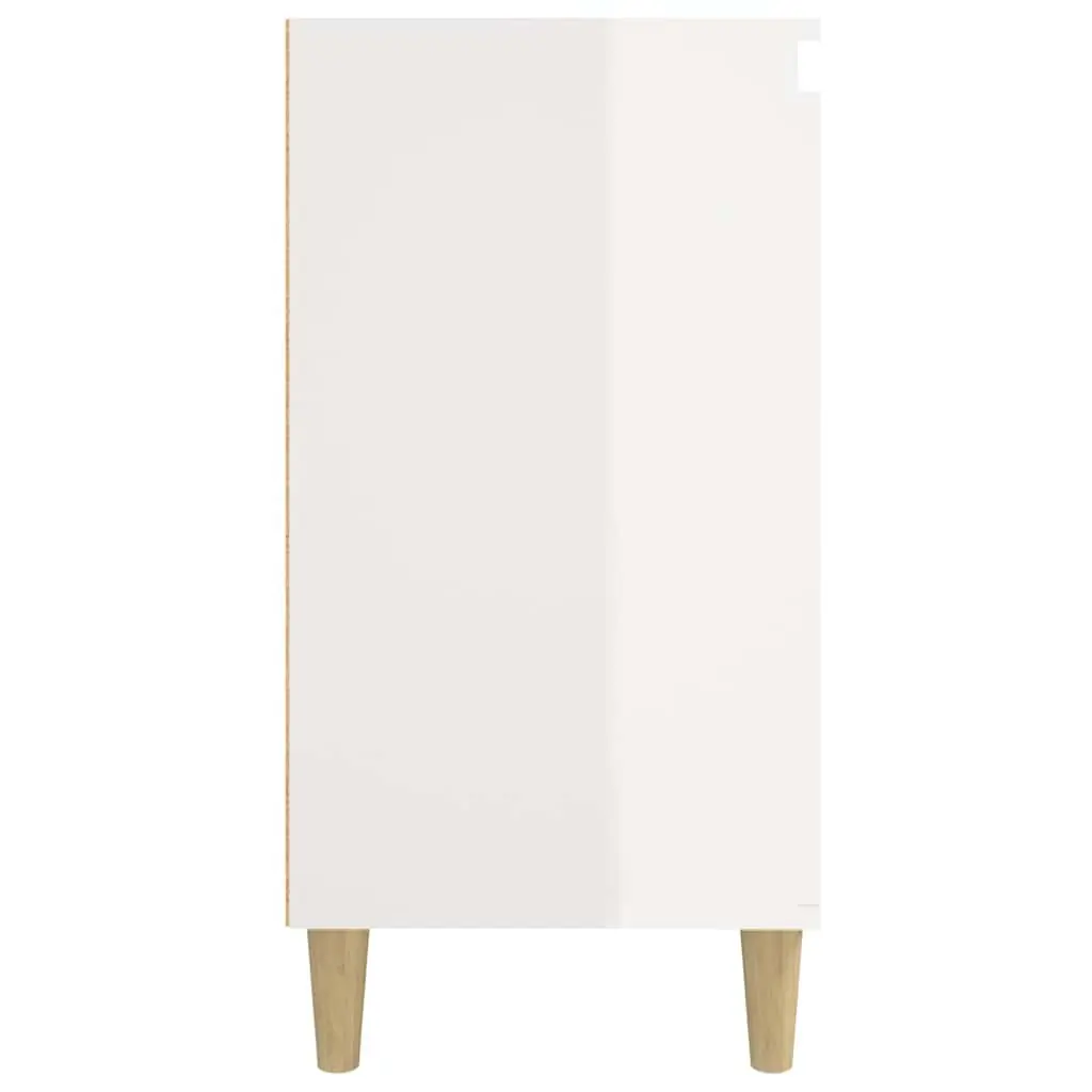 Bedside Cabinet White High Gloss 40x35x70cm Nightstand Storage Table Wooden Legs