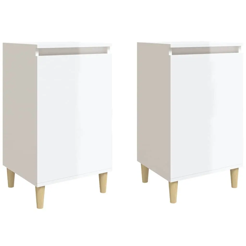 Bedside Cabinets Storage Nightstands 2 pcs White High Gloss