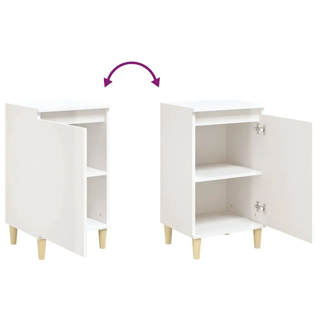 Bedside Cabinets Storage Nightstands 2 pcs White High Gloss