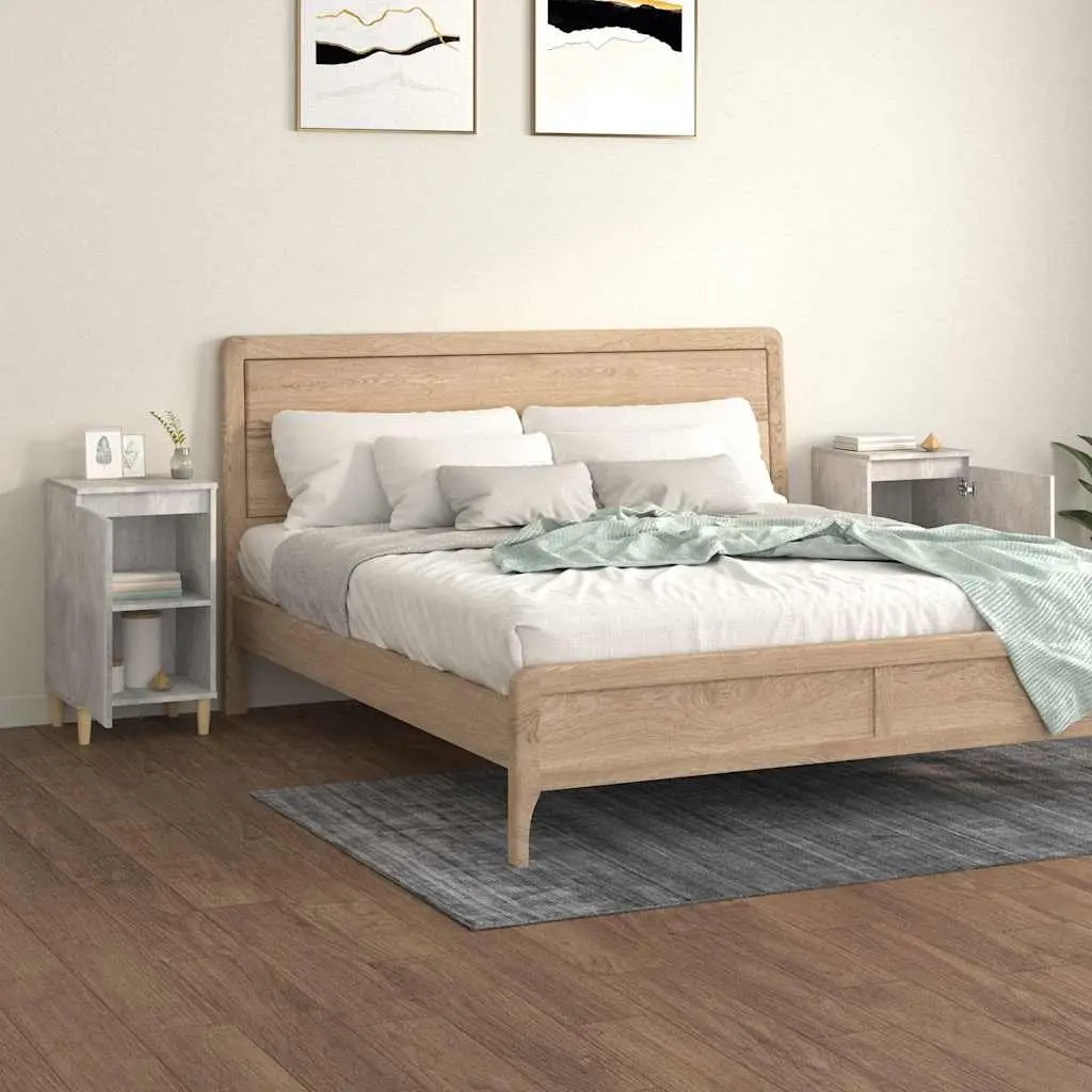 Bedside Cabinets 2 pcs Storage 40x35x70 cm Grey Engineered Wood Nightstand