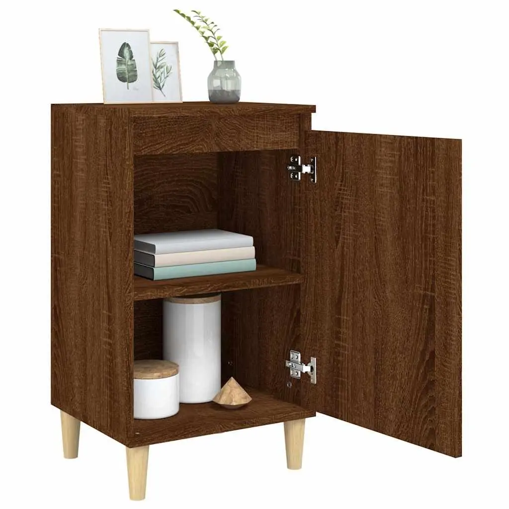 Brown Oak Bedside Cabinet with Storage Solutions