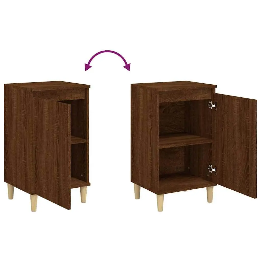 Brown Oak Bedside Cabinet with Storage Solutions