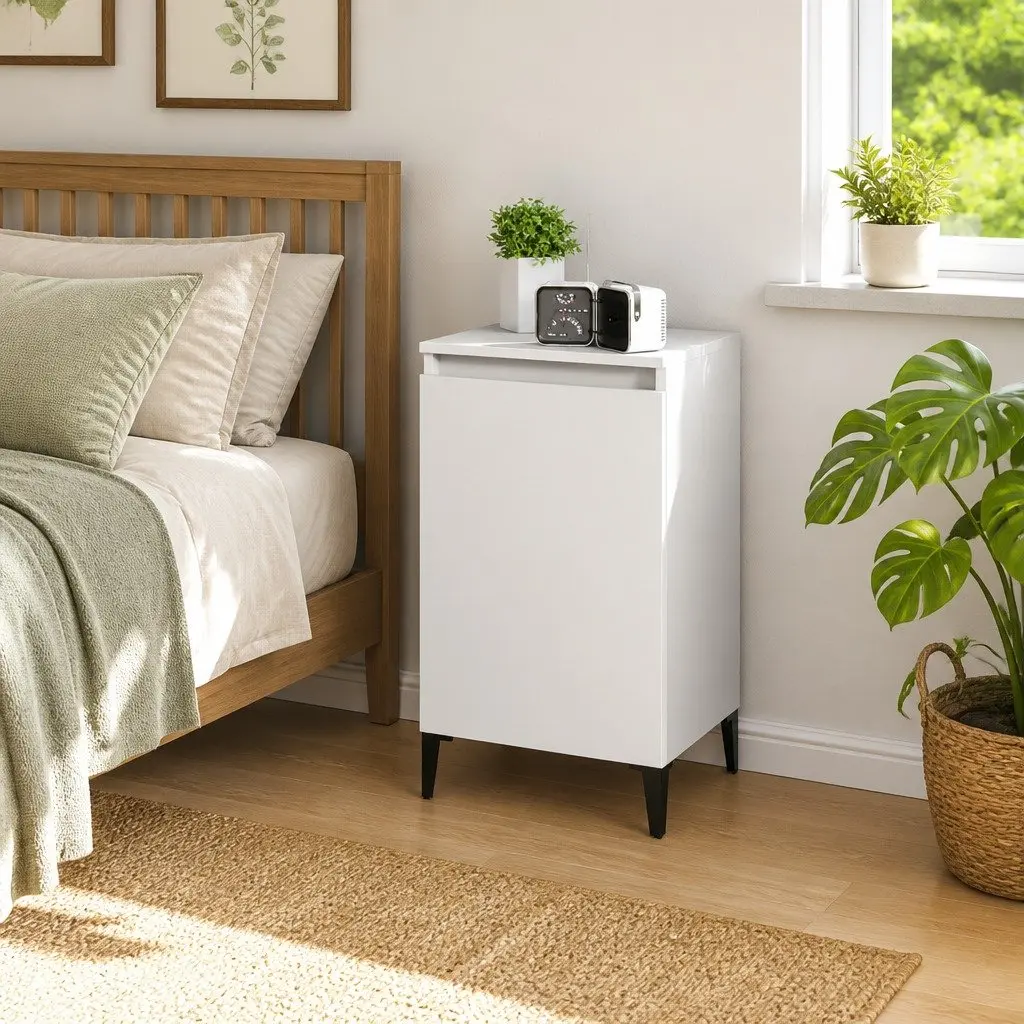 Bedside Cabinet in White with Easy Maintenance