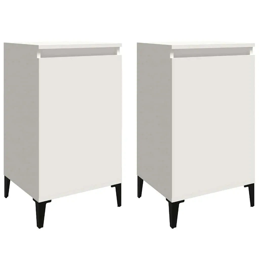 Bedside Cabinets 2 pcs White Nightstands Bedroom Storage Cabinet with Door