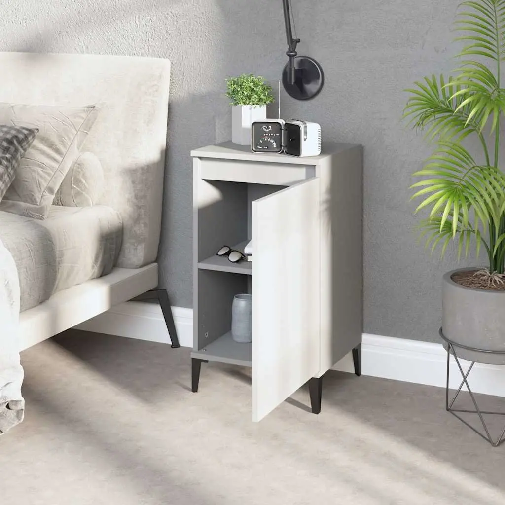 Bedside Cabinets 2 pcs White Nightstands Bedroom Storage Cabinet with Door