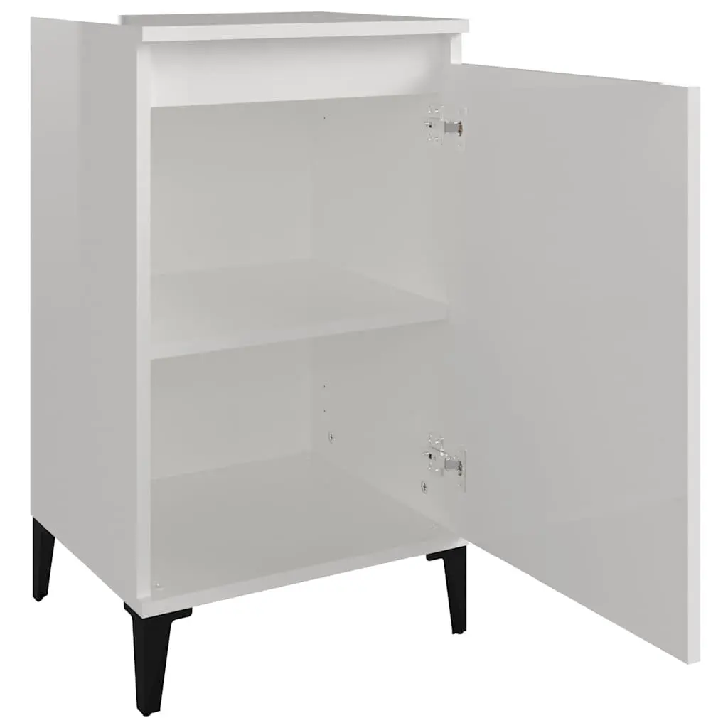 Bedside Cabinets 2 pcs High Gloss White Nightstands Bedroom Storage 40x35x70cm