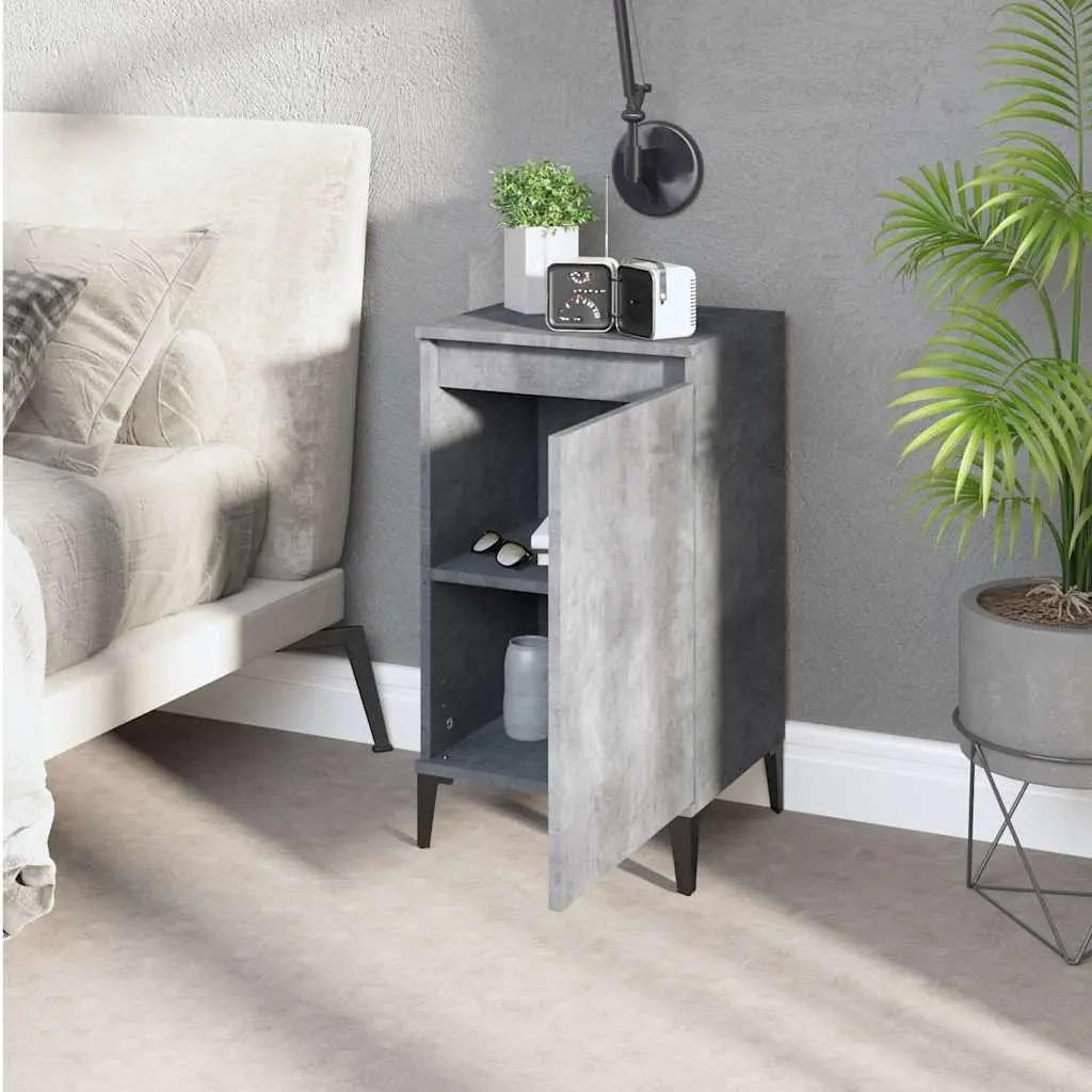 Bedside Cabinet Nightstand Concrete Grey 40x35x70cm Bedroom Storage Table