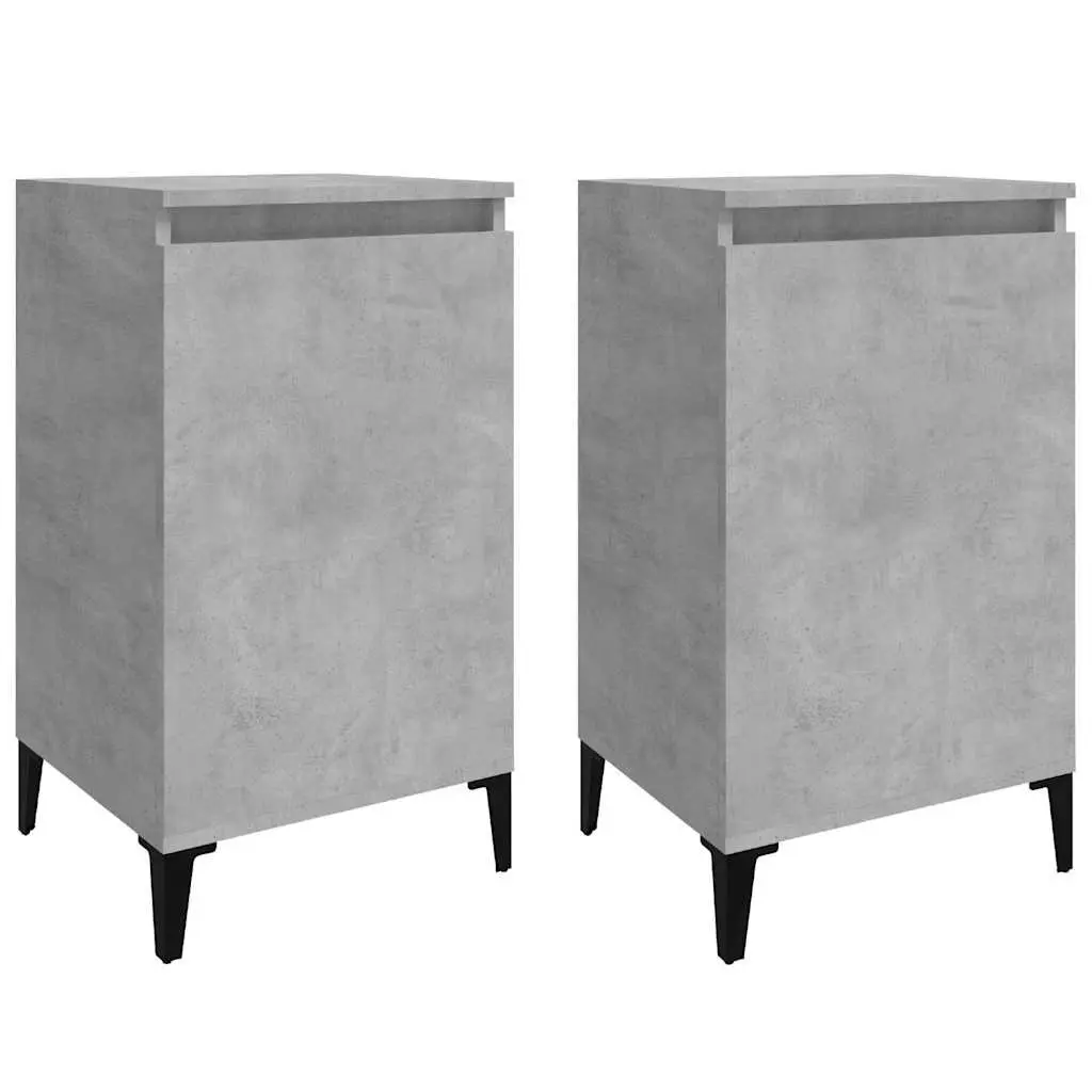 Bedside Cabinets 2 pcs Concrete Grey Nightstands Bedroom Side Table with Door