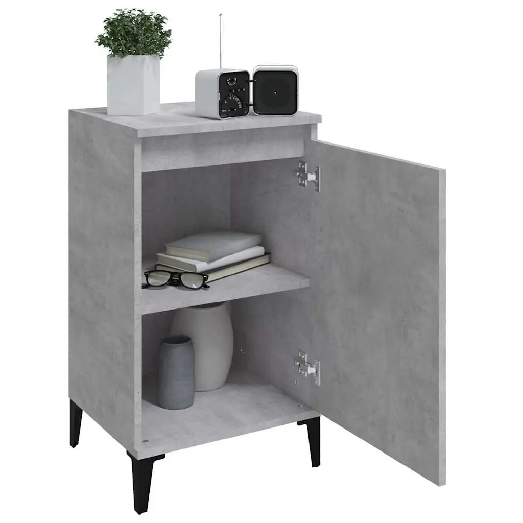 Bedside Cabinets 2 pcs Concrete Grey Nightstands Bedroom Side Table with Door