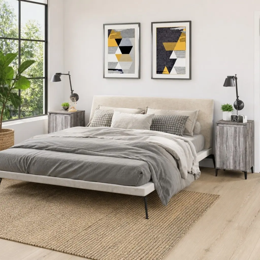 Bedside Cabinets 2 pcs Grey Sonoma Engineered Wood Nightstand Storage