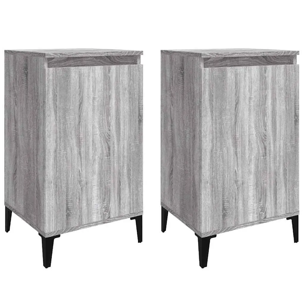 Bedside Cabinets 2 pcs Grey Sonoma Engineered Wood Nightstand Storage