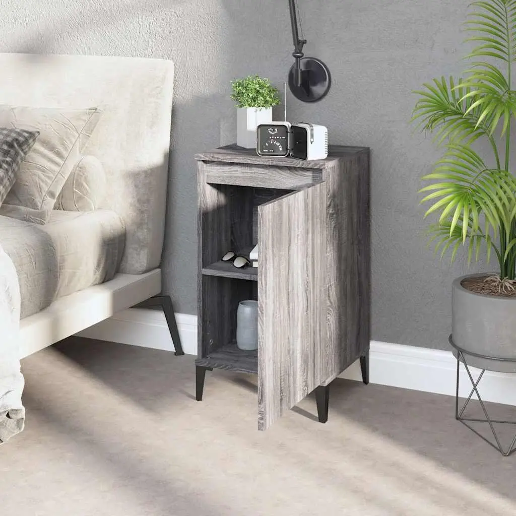 Bedside Cabinets 2 pcs Grey Sonoma Engineered Wood Nightstand Storage