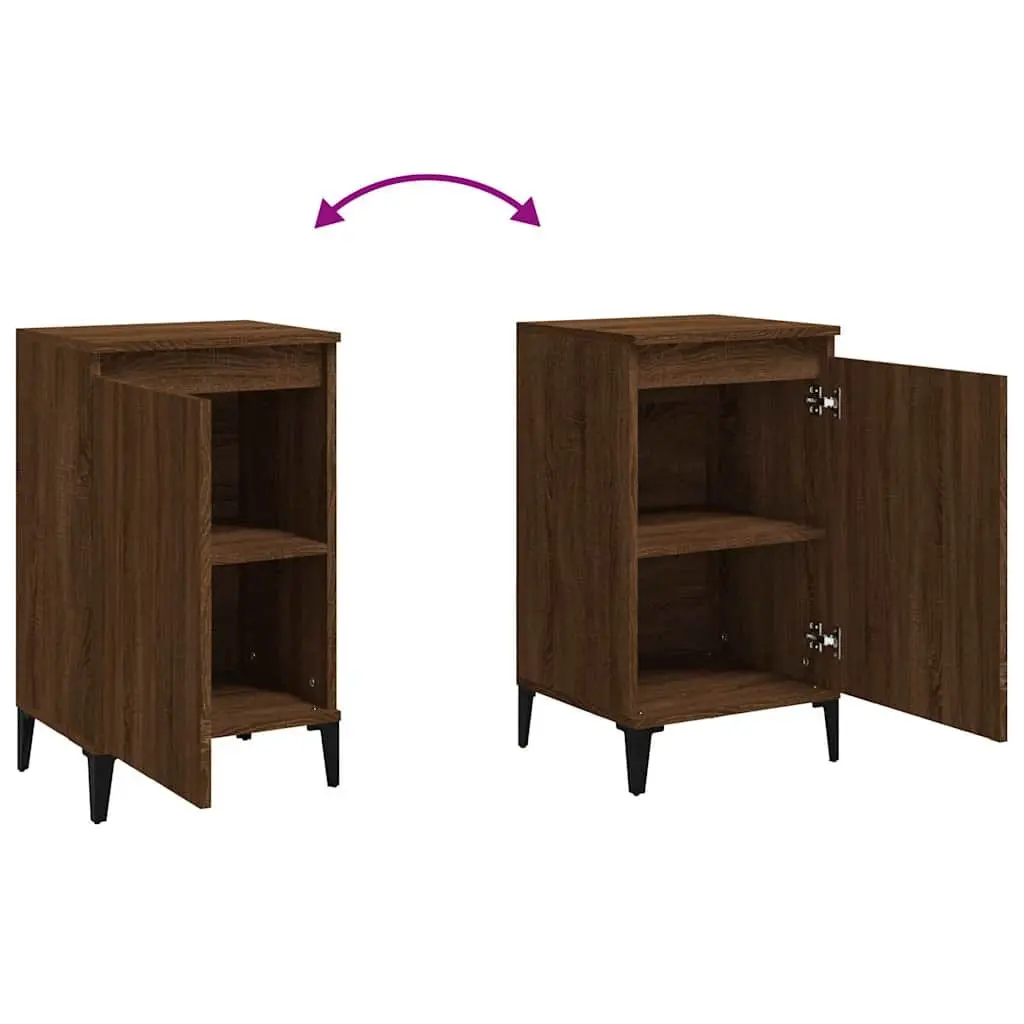 Bedside Cabinets 2 pcs Brown Oak Nightstands Storage Cabinet Bedroom Furniture