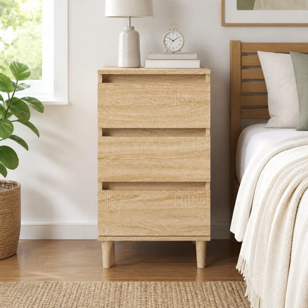 3 Drawer Brown Nightstand for Bedrooms