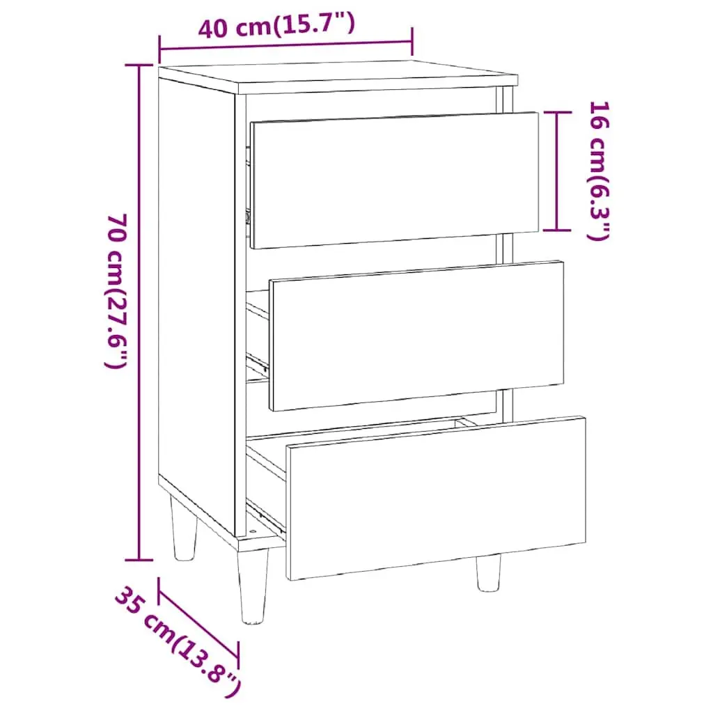 3 Drawer Brown Nightstand for Bedrooms